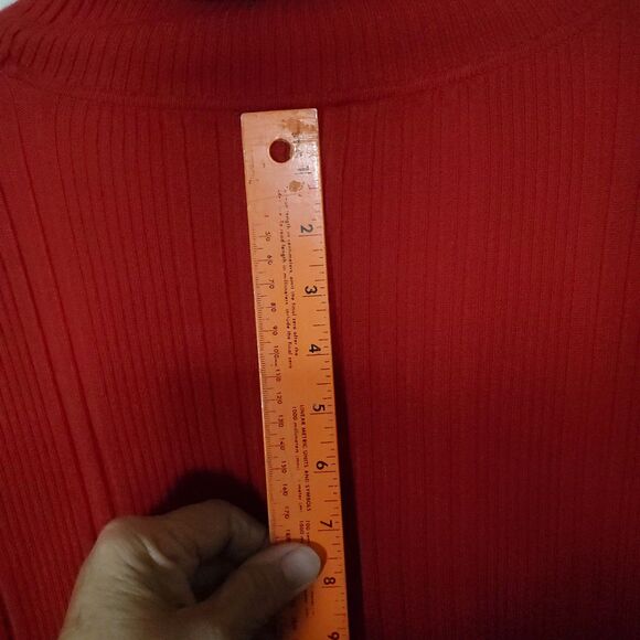 Red Ribbed Short Sleeved Sweater Cowl Collar Emma James Size XLarge - Picture 8 of 9